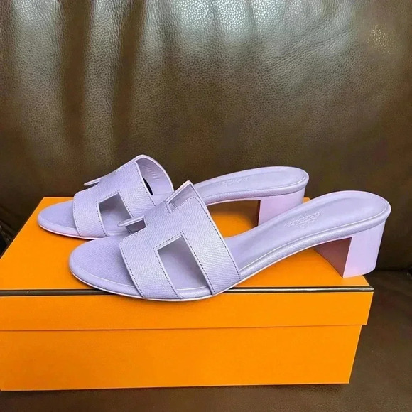 NIB Hermes Oasis Sandals Heels Violet Amethyst 38 - Picture 4 of 8
